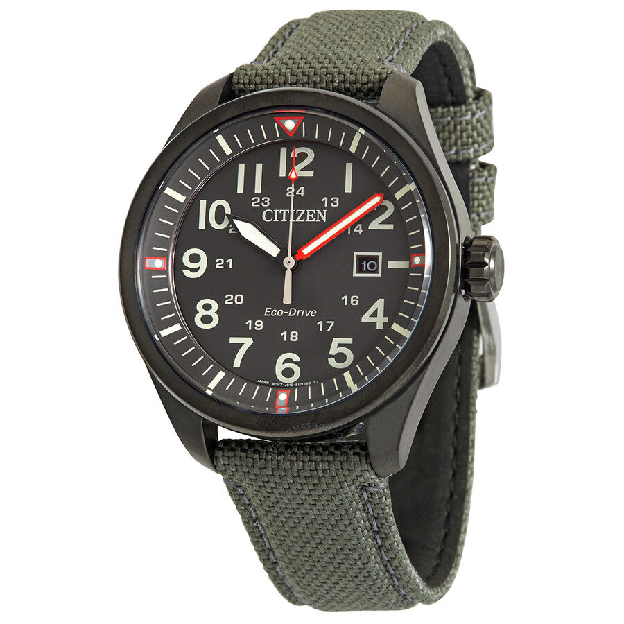 Citizen Eco-Drive Black Dial Green Nylon Men's Watch AW5005-39H - Dawson Watches