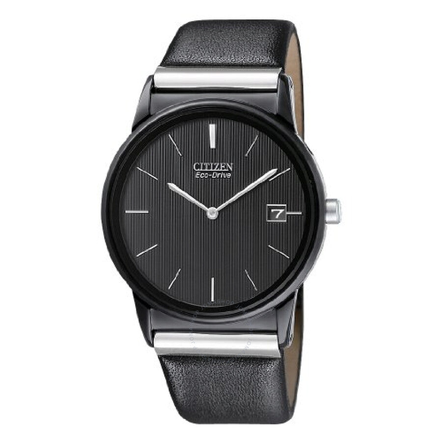 Citizen Eco-Drive Black Dial Leather Strap Men's Watch AU1035-08E - Dawson Watches