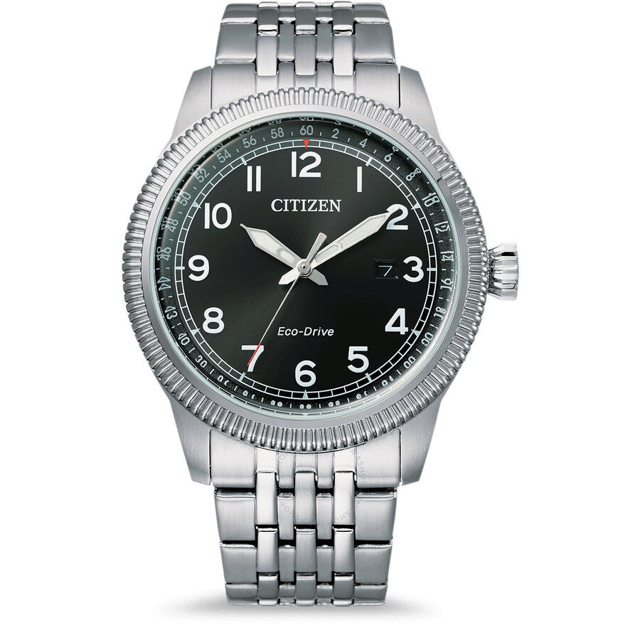 Citizen Eco-Drive Black Dial Stainless Steel Men's Watch BM7480-81E - Dawson Watches