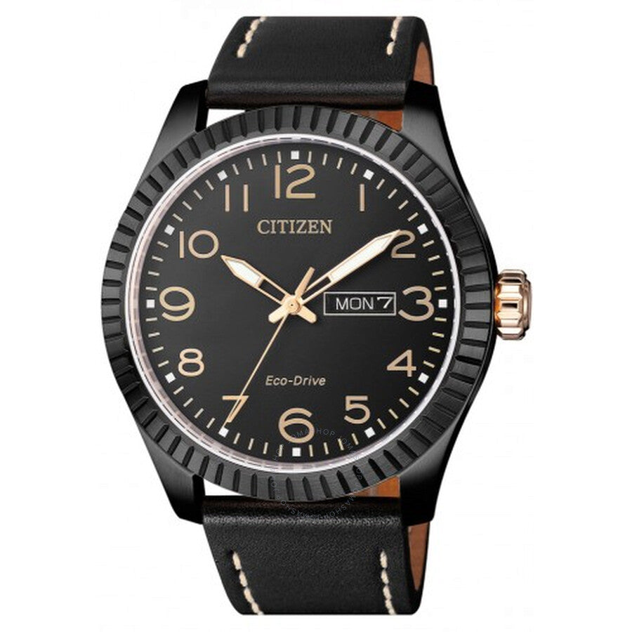 Citizen Eco-Drive Black Dial Black Leather Men's Watch BM8538-10E - Dawson Watches
