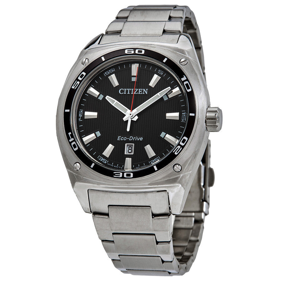 Citizen Eco-Drive Black Dial Stainless Steel Men's Watch AW1040-56E - Dawson Watches