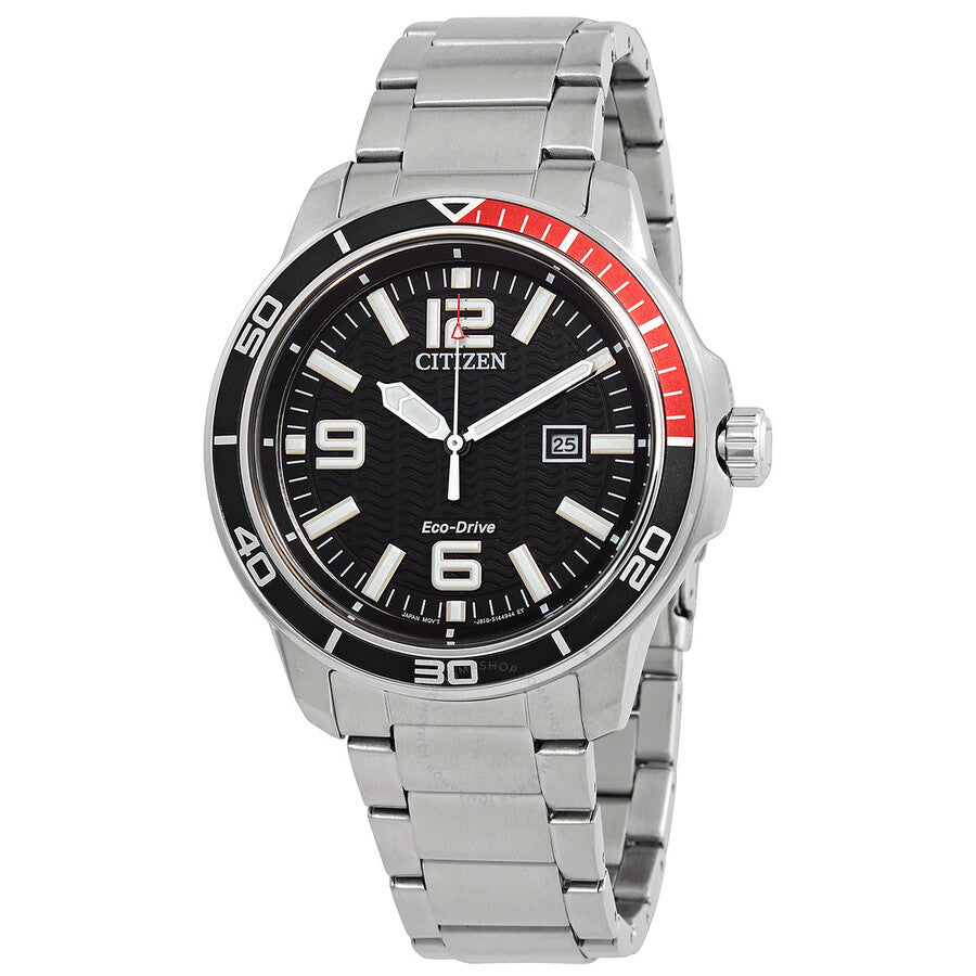 Citizen Eco-Drive Black Dial Stainless Steel Men's Watch AW1520-51E - Dawson Watches