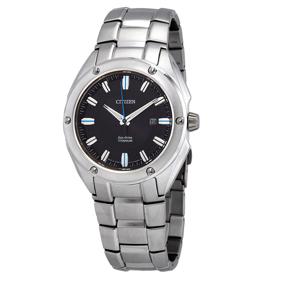 Citizen Eco-Drive Black Dial Titanium Men's Watch BM7130-58E - Dawson Watches
