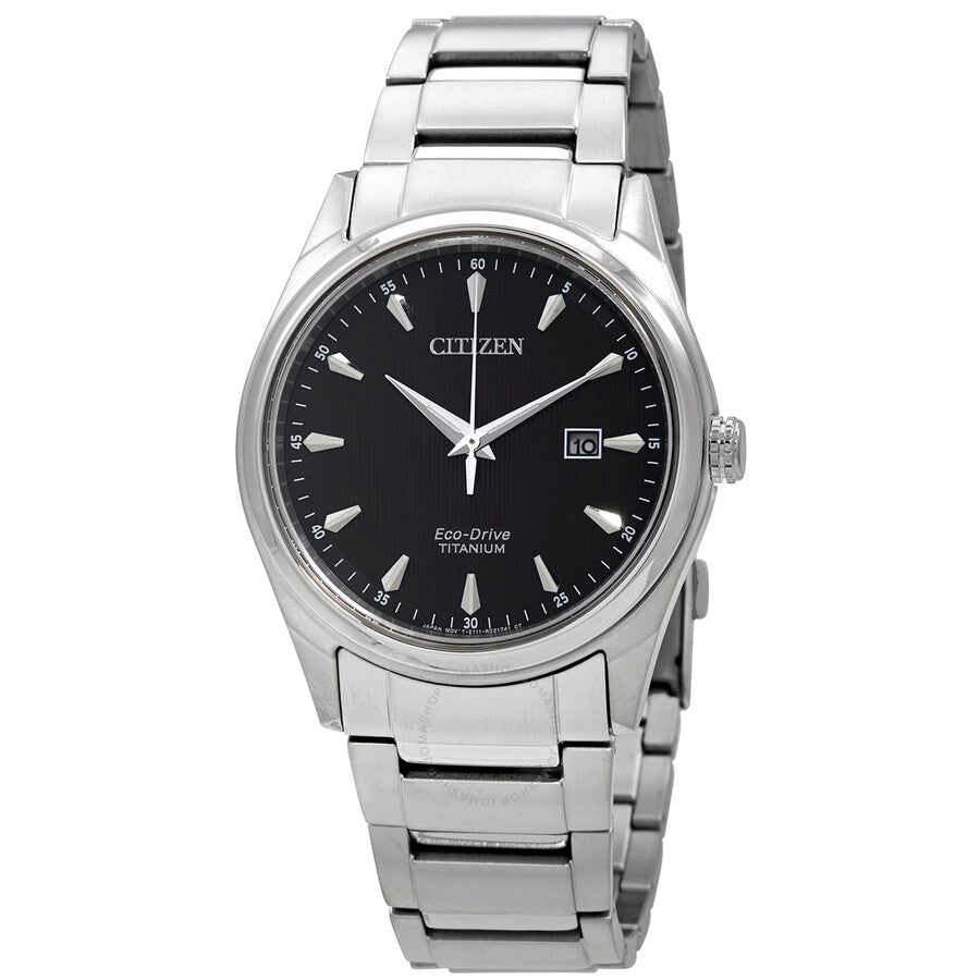 Citizen Eco-Drive Black Dial Titanium Men's Watch BM7360-82E - Dawson Watches