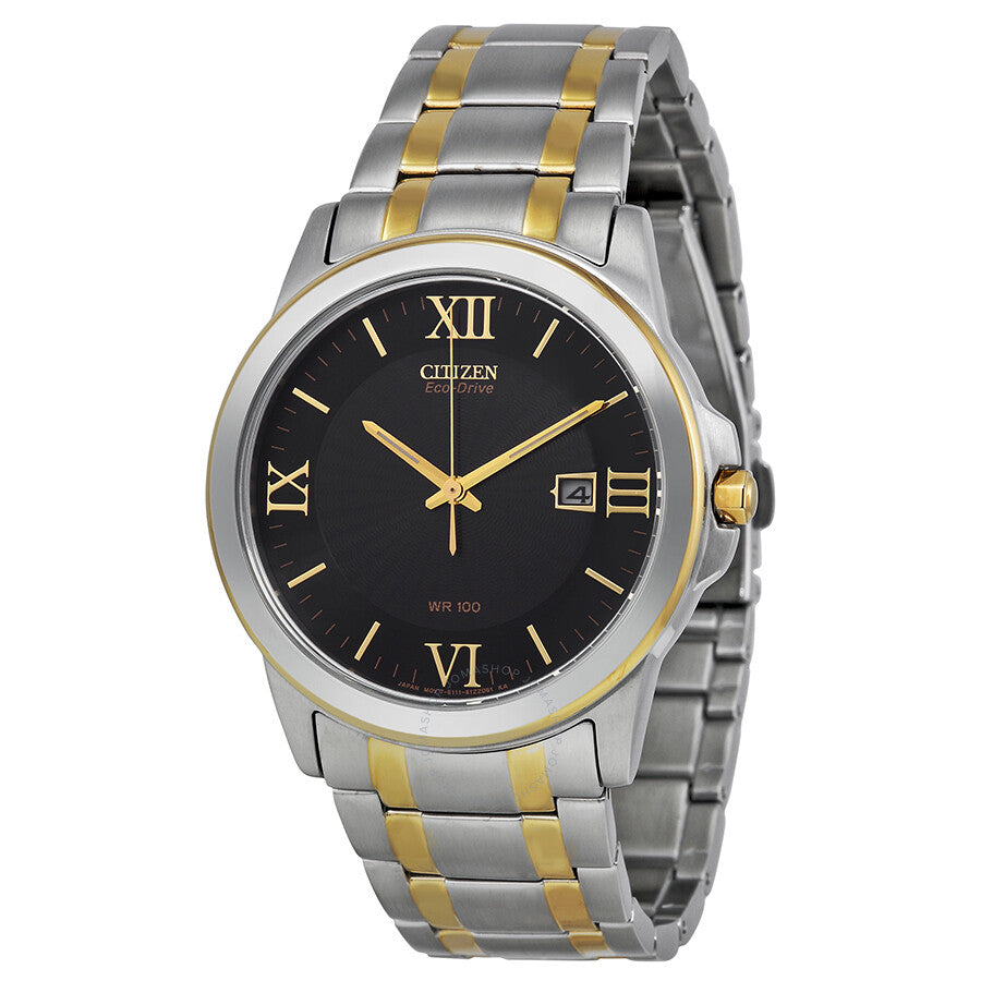 Citizen Eco-Drive Black Dial Two Tone Stainless Steel Men's Watch BM7264-51E - Dawson Watches