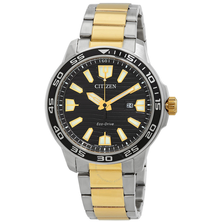 Citizen Eco-Drive Black Dial Two-Tone Men's Watch AW1704-82E - Dawson Watches