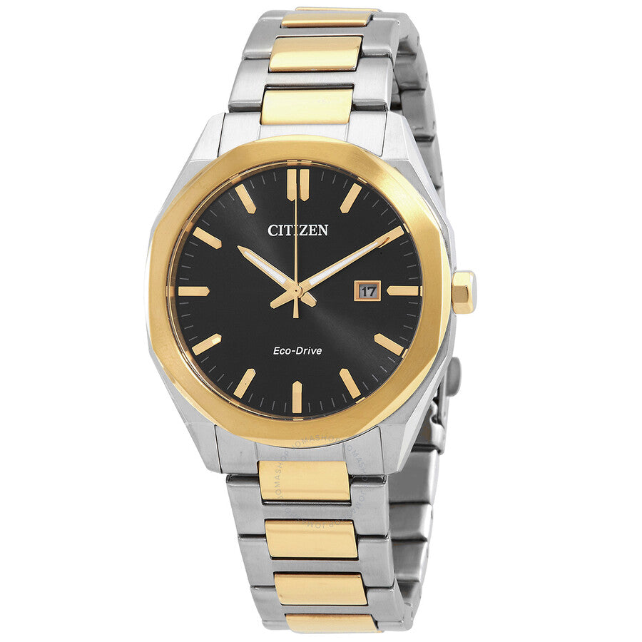 Citizen Eco-Drive Black Dial Two-Tone Men's Watch BM7604-80E - Dawson Watches