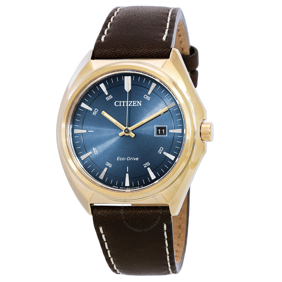 Citizen Eco-Drive Blue Dial Brown Leather Men's Watch AW1573-11L - Dawson Watches