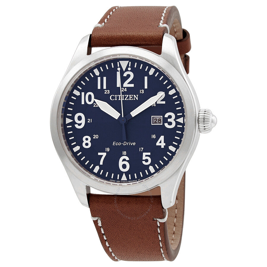Citizen Eco-Drive Blue Dial Brown Leather Men's Watch BM6838-33L - Dawson Watches