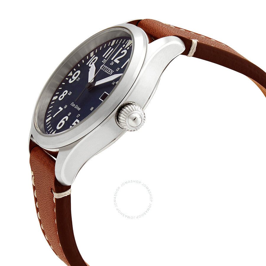 Citizen Eco-Drive Blue Dial Brown Leather Men's Watch BM6838-33L - Dawson Watches #2