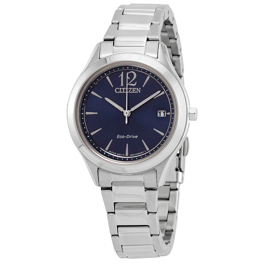 Citizen Eco-Drive Blue Dial Stainless Steel Ladies Watch FE6120-86L - Dawson Watches