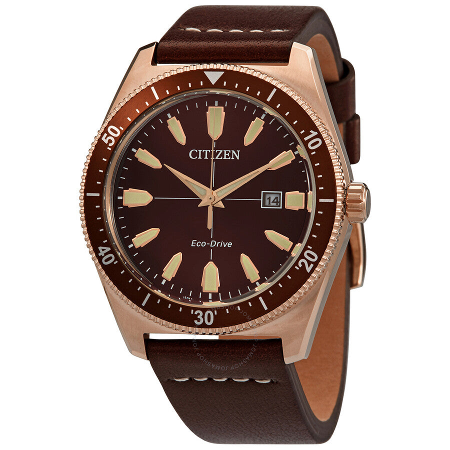 Citizen Eco-Drive Brown Dial Brown Leather Men's Watch AW1593-06X - Dawson Watches