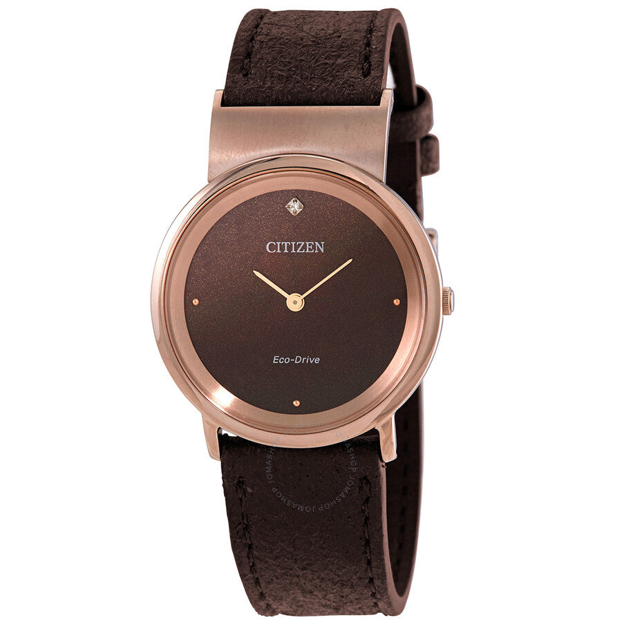 Citizen Eco-Drive Brown Dial Ladies Watch EG7072-19X - Dawson Watches
