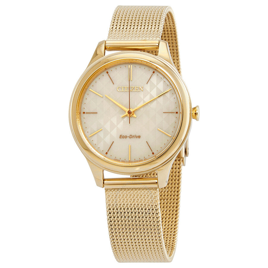 Citizen Eco-Drive Campagne Dial Gold-tone Mesh Ladies Watch EM0502-86P - Dawson Watches