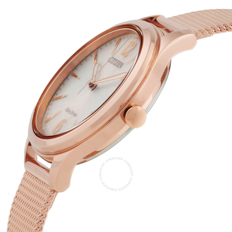 Citizen Eco-Drive Champagne Dial Stainless Steel Mesh Ladies Watch EM0508-80X - Dawson Watches #2