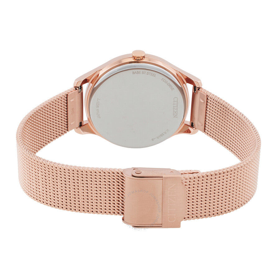 Citizen Eco-Drive Champagne Dial Stainless Steel Mesh Ladies Watch EM0508-80X - Dawson Watches #3