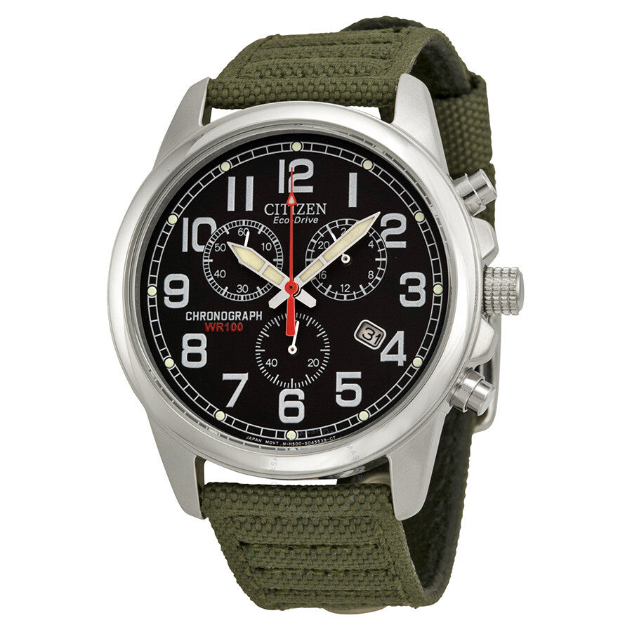 Citizen Eco-Drive Chronograph Black Dial Men's Watch AT0200-05E - Dawson Watches