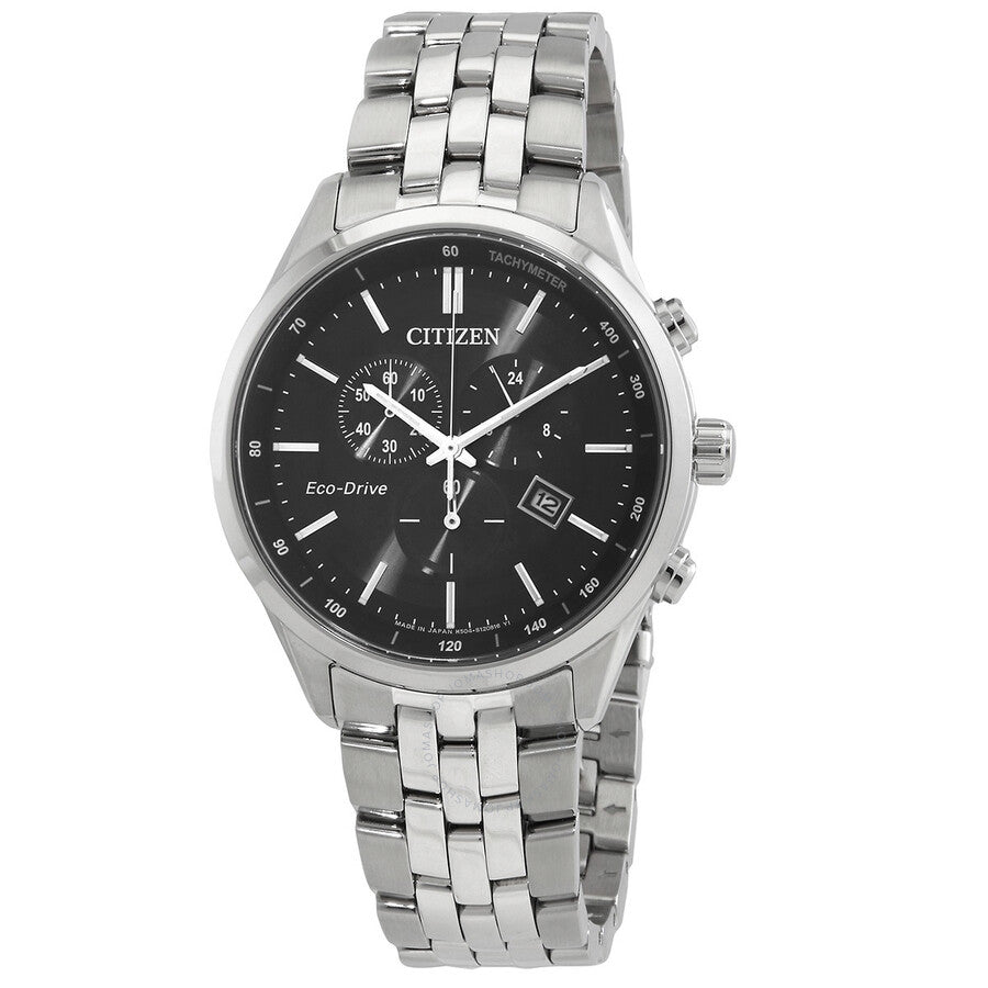 Citizen Eco-Drive Chronograph Black Dial Men's Watch AT2140-55E - Dawson Watches
