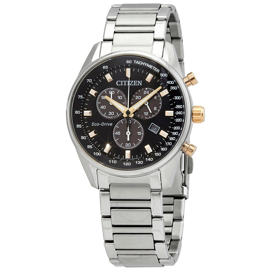 Citizen Eco-Drive Chronograph Black Dial Men's Watch AT2396-78E - Dawson Watches