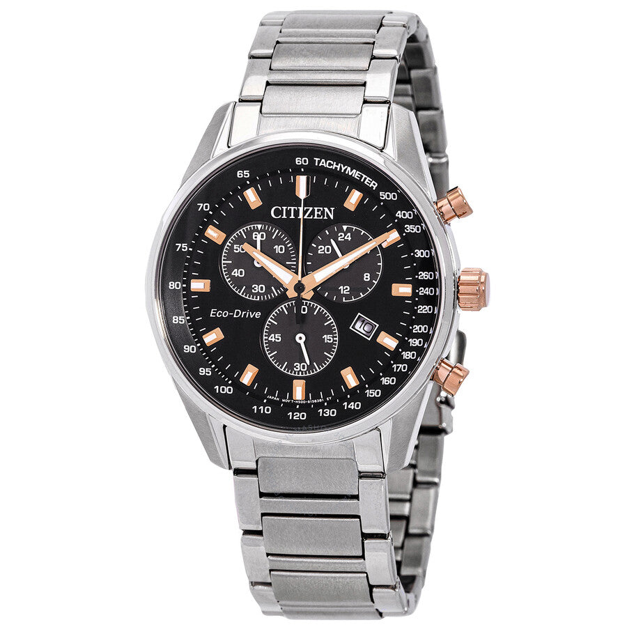 Citizen Eco-Drive Chronograph Black Dial Men's Watch AT2396-86E - Dawson Watches