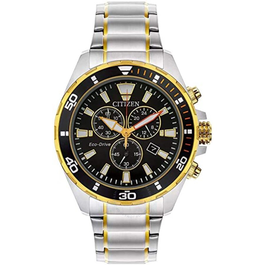 Citizen Eco-Drive Chronograph Black Dial Men's Watch AT2434-54E - Dawson Watches
