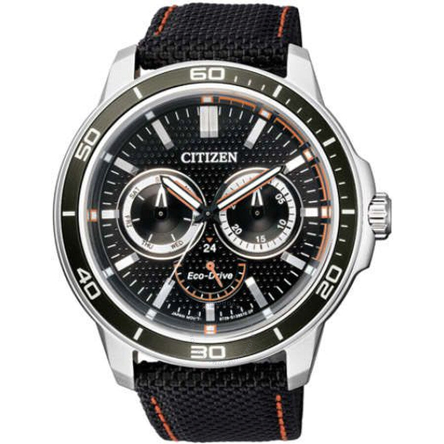 Citizen Eco-Drive Chronograph Black Dial Black Nylon Men's Watch BU2040-05E - Dawson Watches