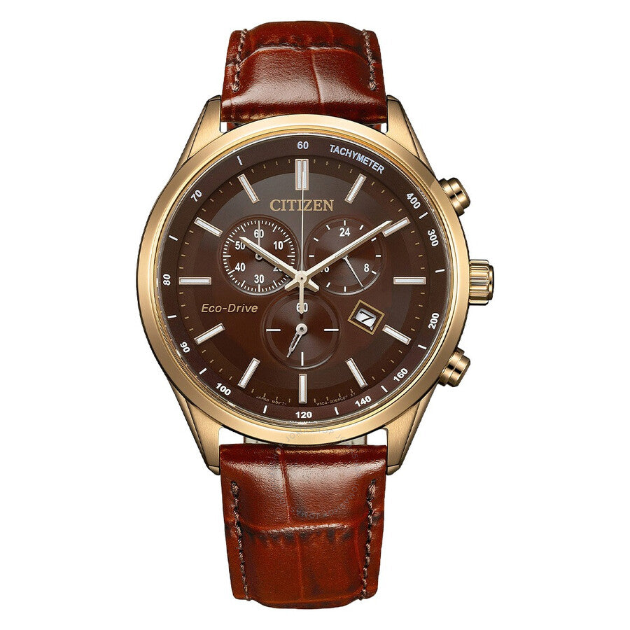 Citizen Eco-Drive Chronograph Brown Dial Men's Watch AT2573-07X - Dawson Watches