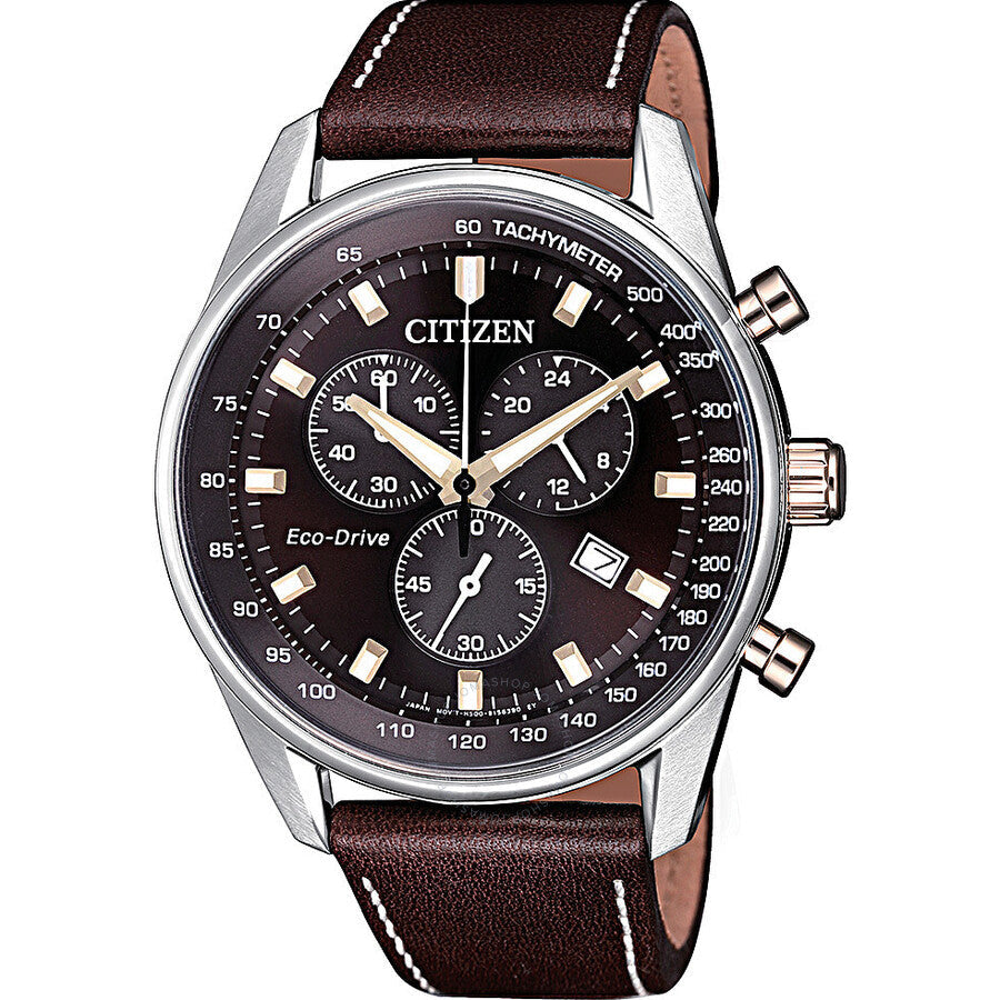 Citizen Eco-Drive Chronograph Brown Dial Watch AT2396-19X - Dawson Watches