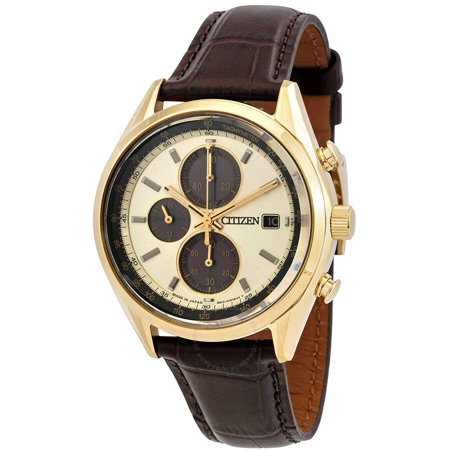 Citizen Eco-Drive Chronograph Champagne Dial Men's Watch CA0452-01P - Dawson Watches