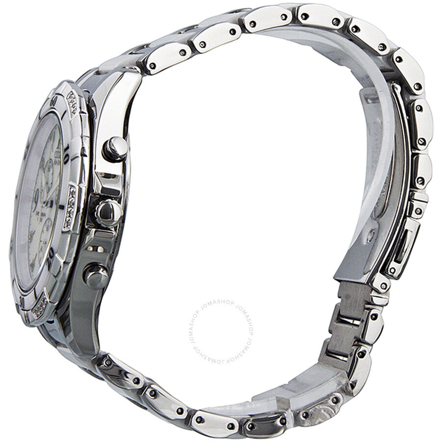 Citizen Eco-Drive Chronograph Diamond White Dial Stainless Steel and Ceramic Ladies Watch FB1230-50A - Dawson Watches #3