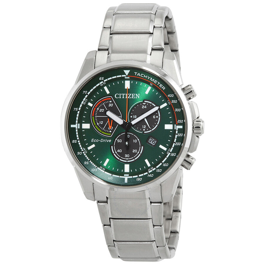 Citizen Eco-Drive Chronograph Green Dial Men's Watch AT1190-87X - Dawson Watches