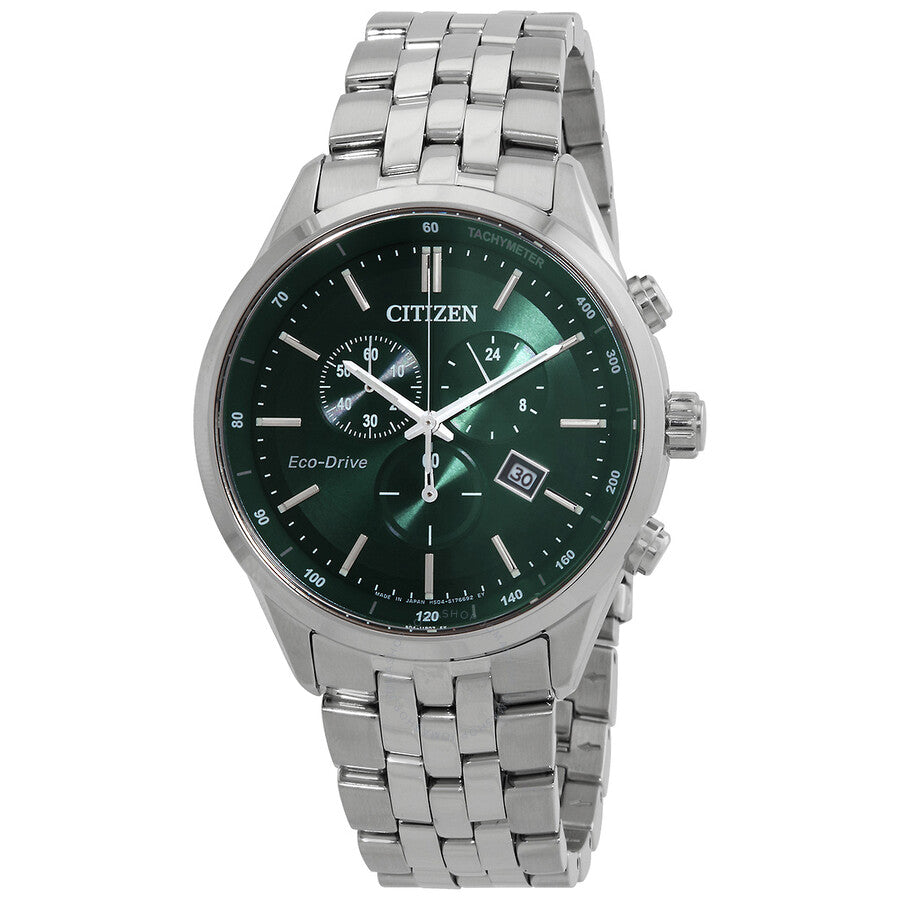 Citizen Eco-Drive Chronograph Green Dial Men's Watch AT2149-85X - Dawson Watches