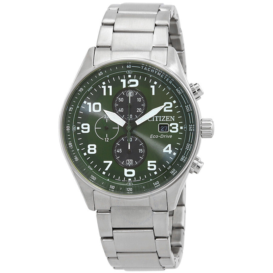 Citizen Eco-Drive Chronograph Green Dial Men's Watch CA0770-72X - Dawson Watches