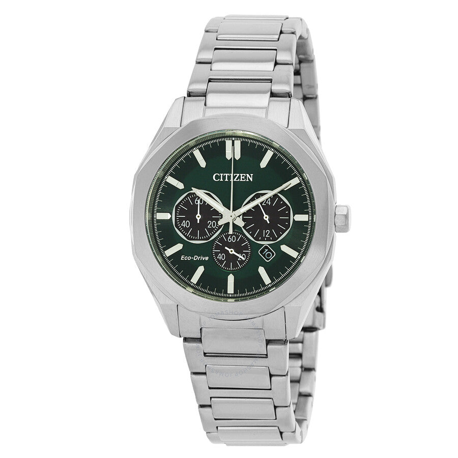 Citizen Eco-Drive Chronograph Green Dial Men's Watch CA4590-81X - Dawson Watches