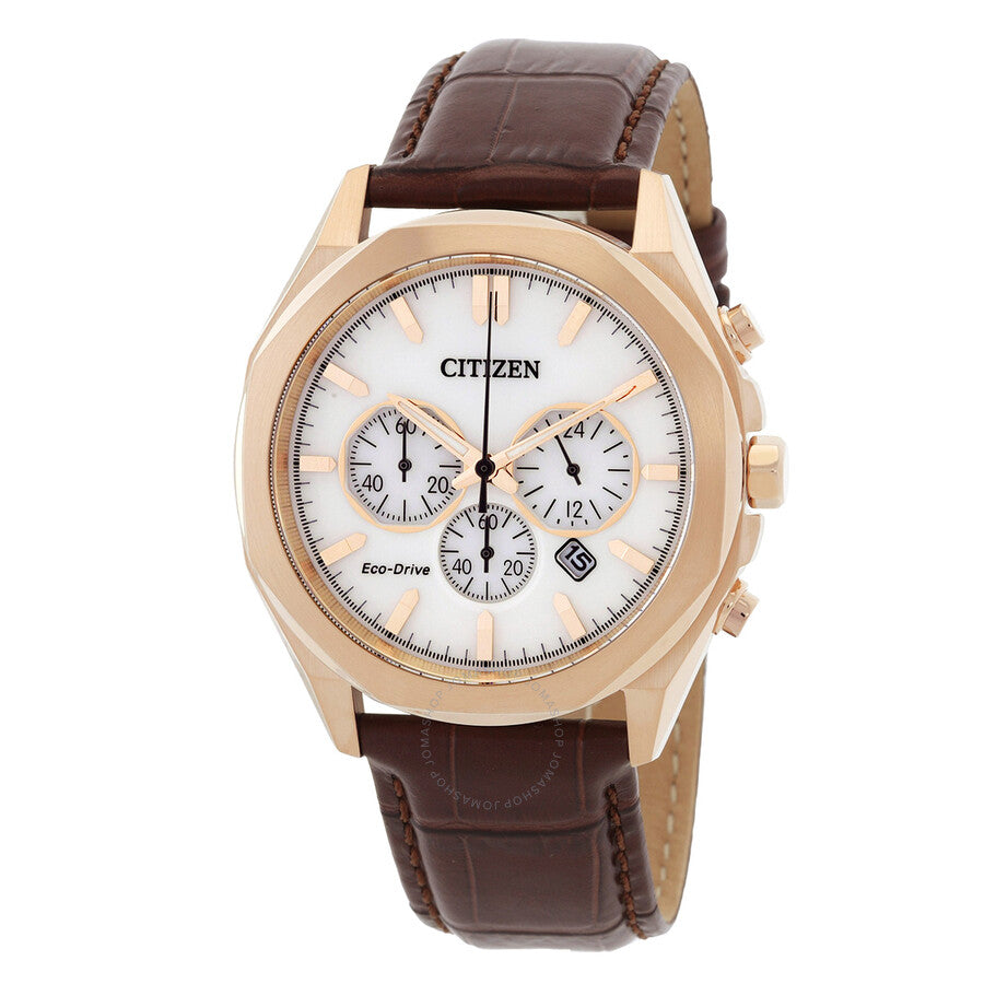Citizen Eco-Drive Chronograph Ivory White Dial Men's Watch CA4593-15A - Dawson Watches