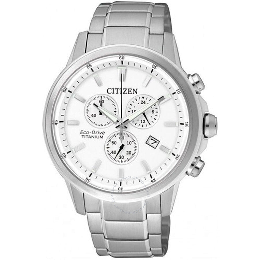 Citizen Eco-Drive Chronograph White Dial Men's Watch AT2340-81A - Dawson Watches