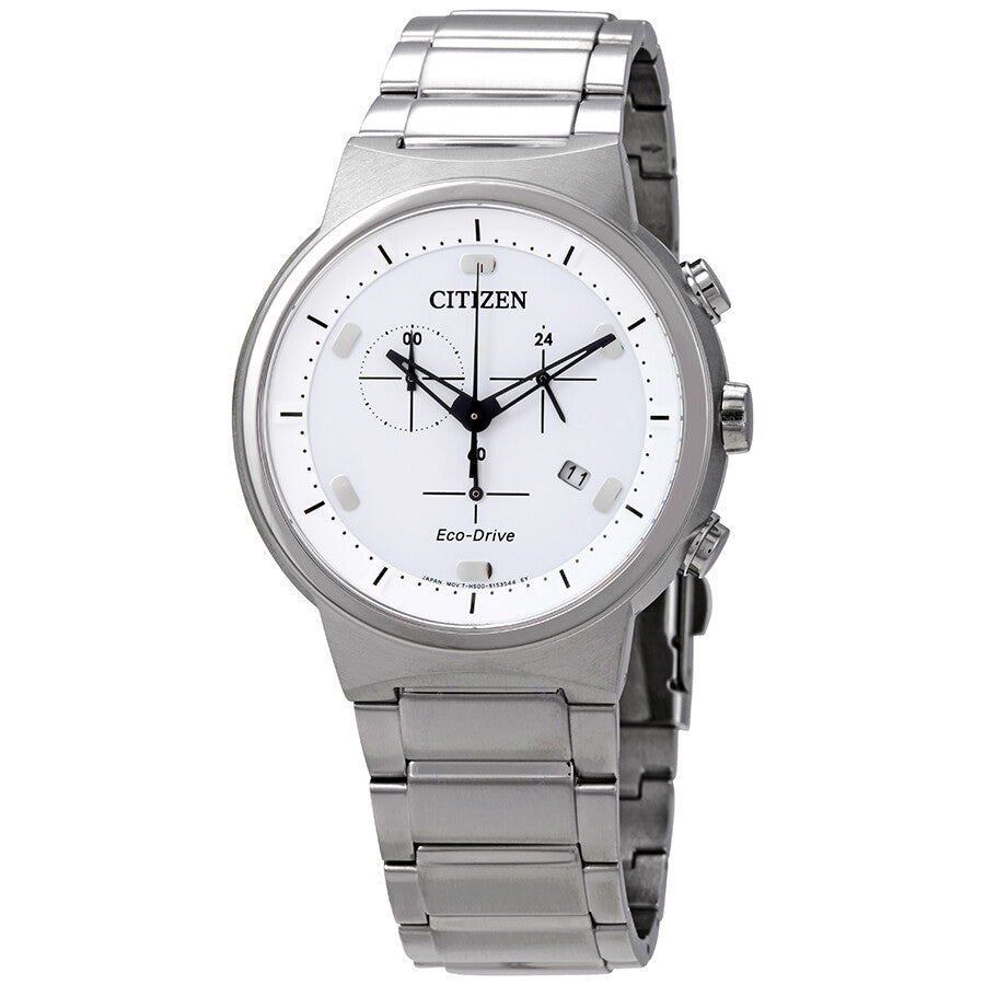 Citizen Eco-Drive Chronograph White Dial Men's Watch AT2400-81A - Dawson Watches