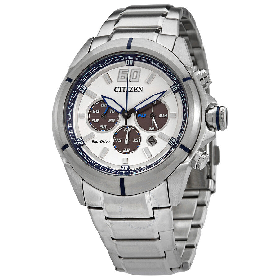 Citizen Eco-Drive Chronograph White Dial Men's Watch CA4100-57A - Dawson Watches