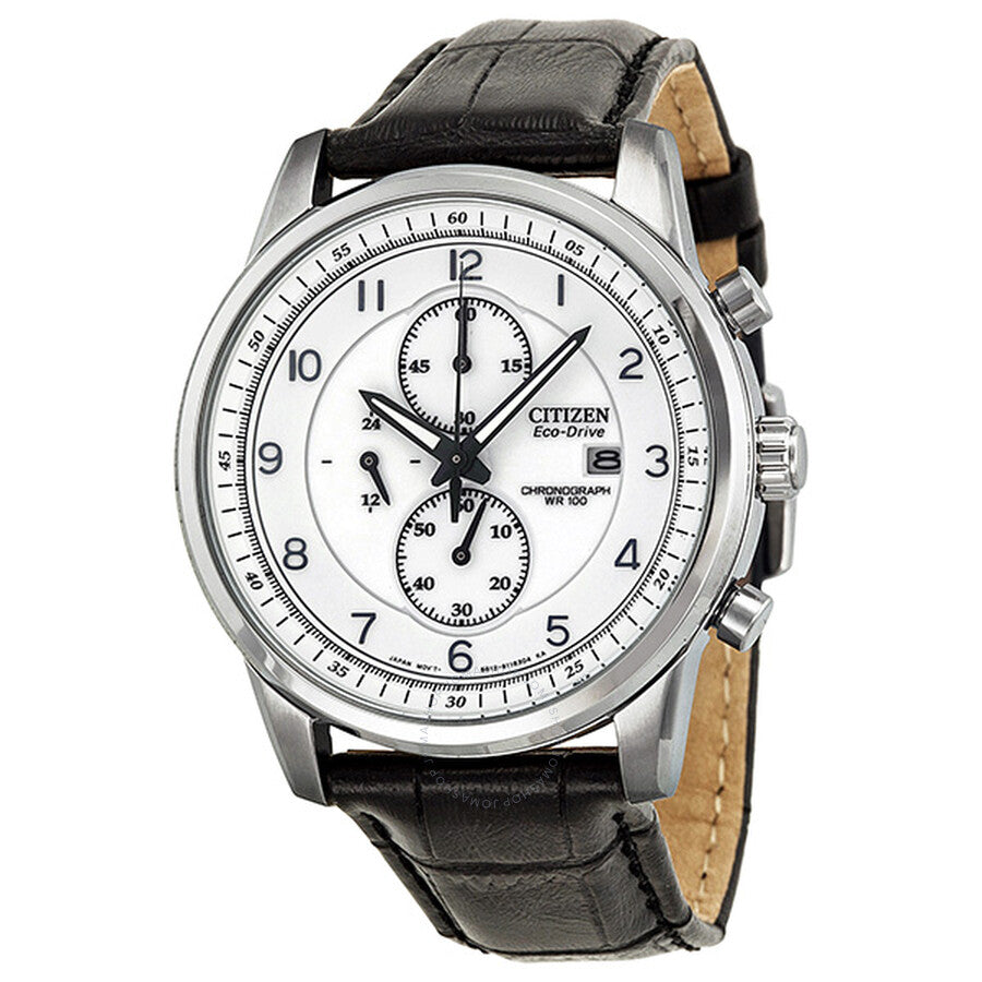 Citizen Eco-Drive Chronograph White Dial Stainless Steel Men's Watch CA0331-05A - Dawson Watches