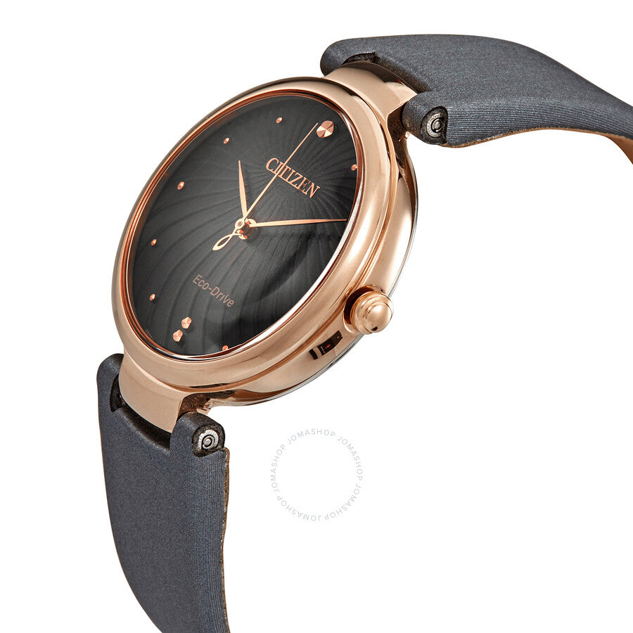Citizen Eco-Drive Black Dial Grey Satin Ladies Watch EM0853-14H - Dawson Watches #2