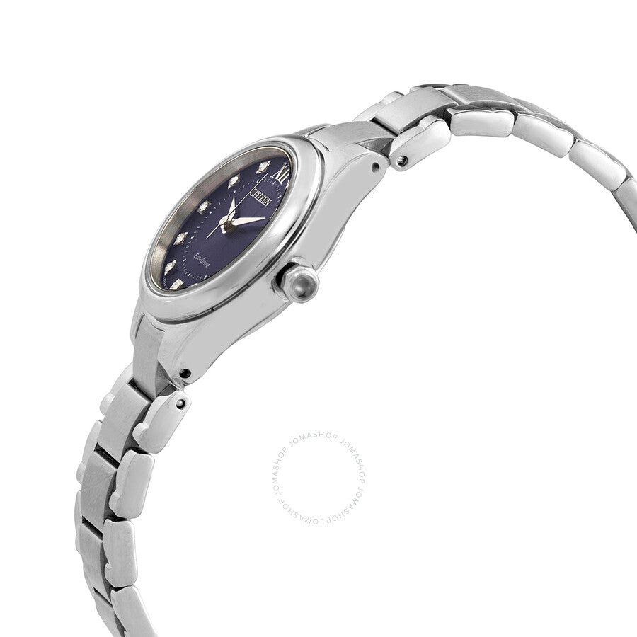 Citizen Eco-Drive Crystal Blue Dial Stainless Steel Ladies Watch EW2540-83L - Dawson Watches #2