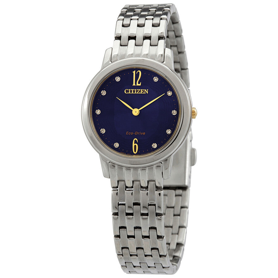 Citizen Eco-Drive Crystal Blue Dial Stainless Steel Ladies Watch EX1498-87L - Dawson Watches