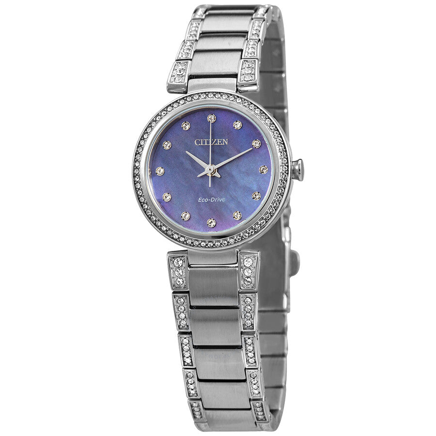 Citizen Eco-Drive Crystal Blue Mother of Pearl Dial Ladies Watch EM0840-59N - Dawson Watches