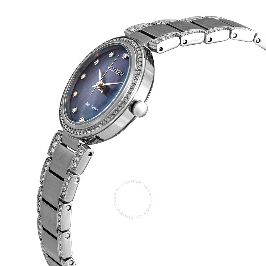 Citizen Eco-Drive Crystal Blue Mother of Pearl Dial Ladies Watch EM0840-59N - Dawson Watches #2