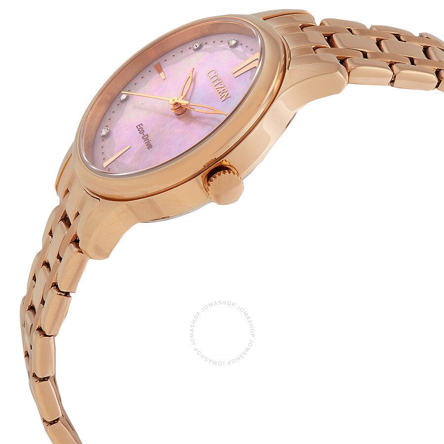 Citizen Eco-Drive Crystal Pink Mother of Pearl Dial Ladies Watch EM0893-87Y - Dawson Watches #2