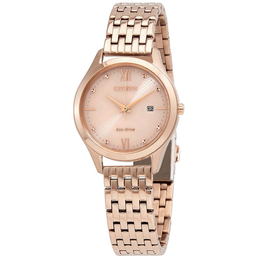 Citizen Eco-Drive Crystal Rose Gold Dial Ladies Watch EW2533-89X - Dawson Watches