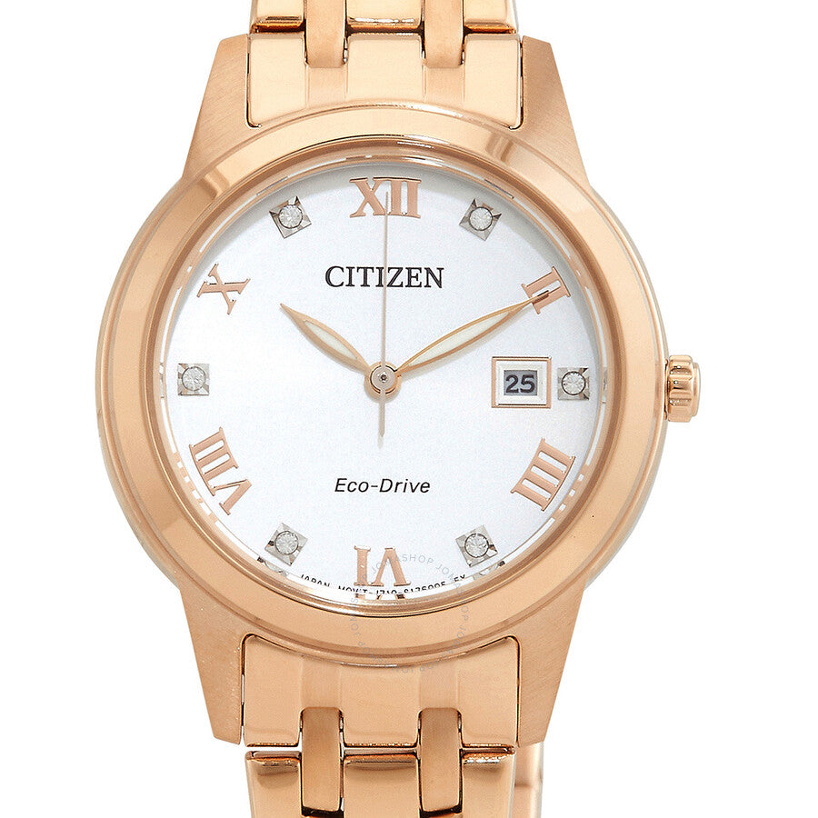Citizen Eco-Drive Crystal Silver Dial Ladies Watch FE1243-83A - Dawson Watches #4
