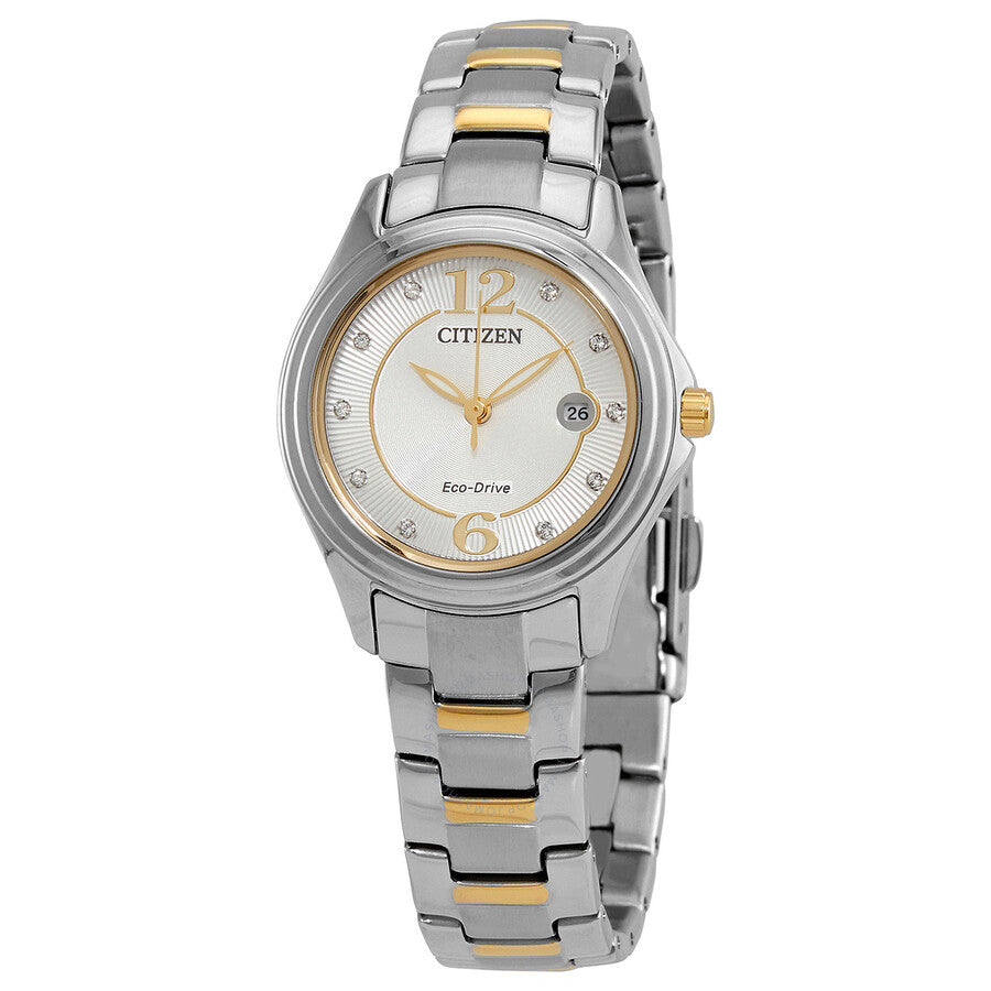 Citizen Eco-Drive Crystal Silver Dial Two-tone Ladies Watch FE1134-54A - Dawson Watches