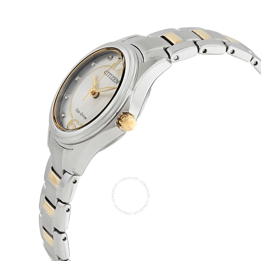 Citizen Eco-Drive Crystal Silver Dial Two-tone Ladies Watch FE1134-54A - Dawson Watches #2