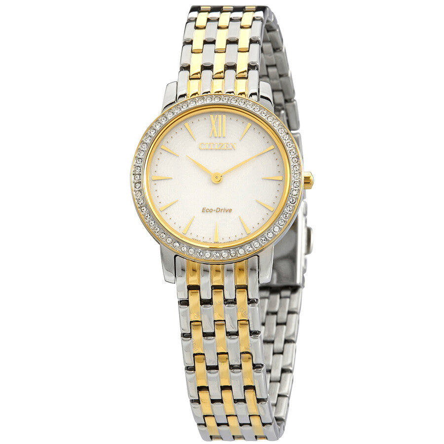 Citizen Eco-Drive Crystal White Dial Two-tone Ladies Watch EX1484-81A - Dawson Watches